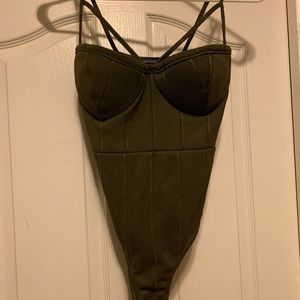 Army green boohoo bodysuit